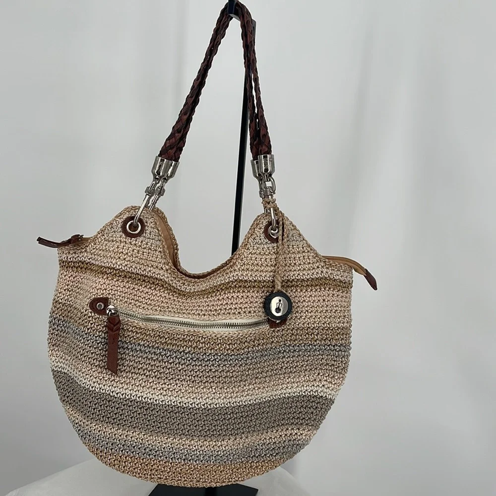 The Sak Woven Straw Hobo in Beige, Tan, Brown